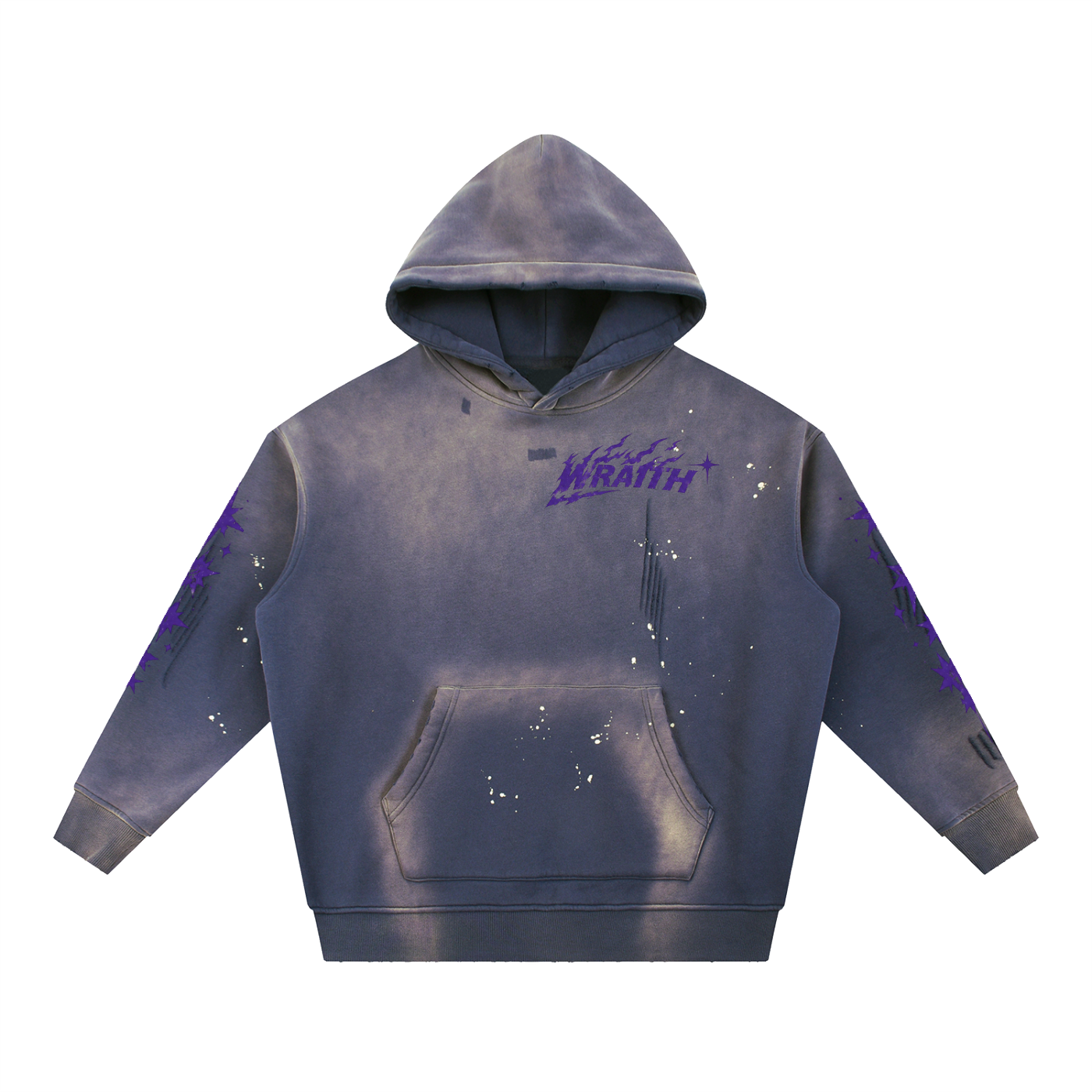 Vintage Washed Frayed Fleece Hoodie