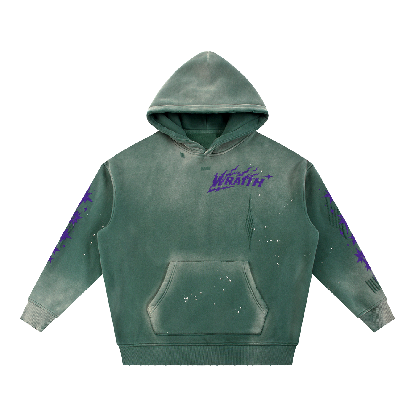 Vintage Washed Frayed Fleece Hoodie