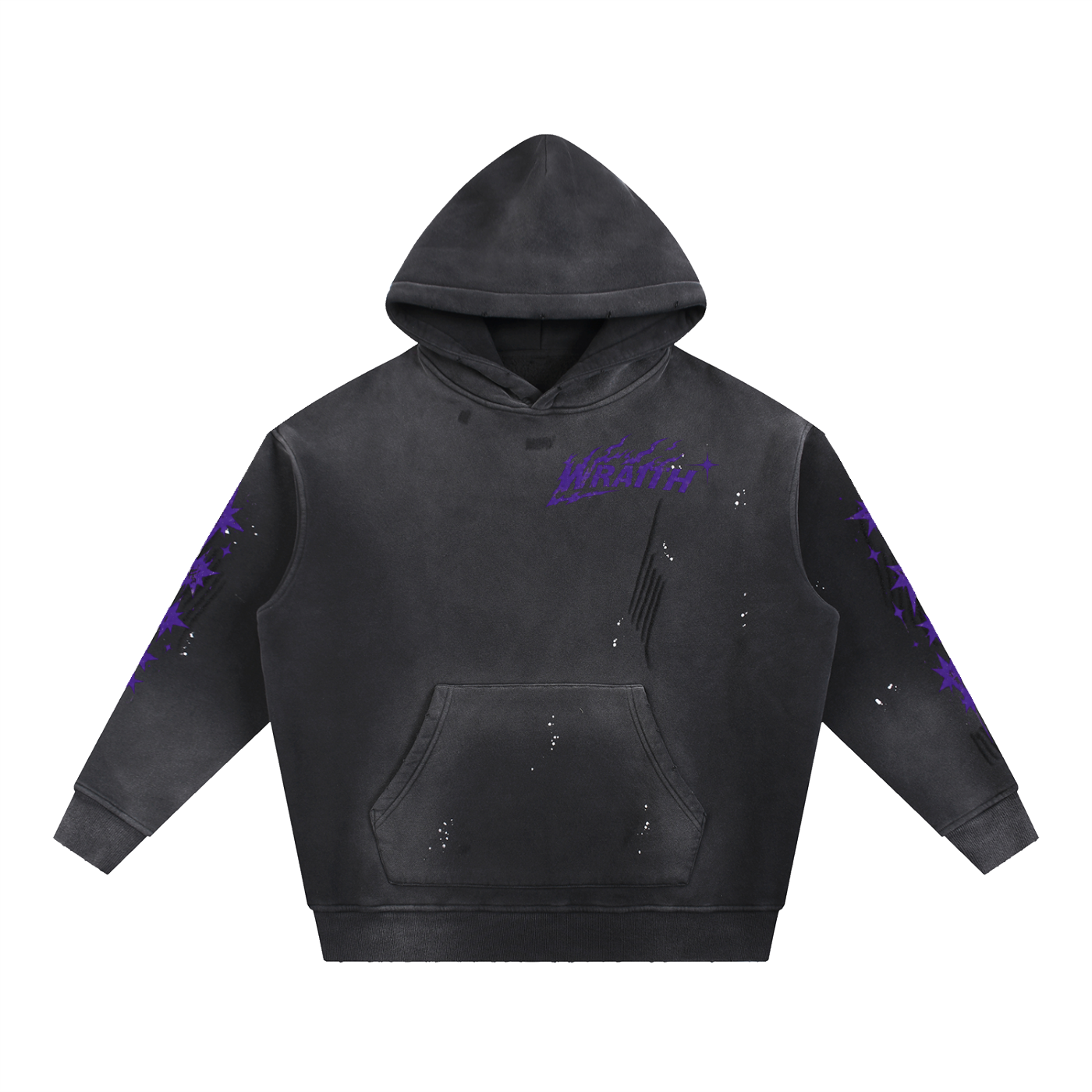 Vintage Washed Frayed Fleece Hoodie